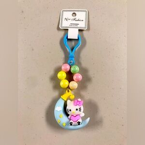 Hello Kitty Moon Keychain with Beads